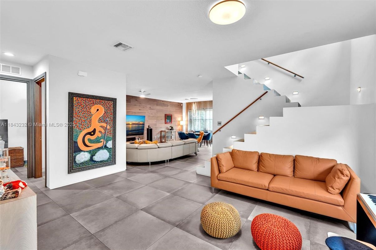 Fireplace, Interior, Living room, Recessed Lighting, Wooden Walls