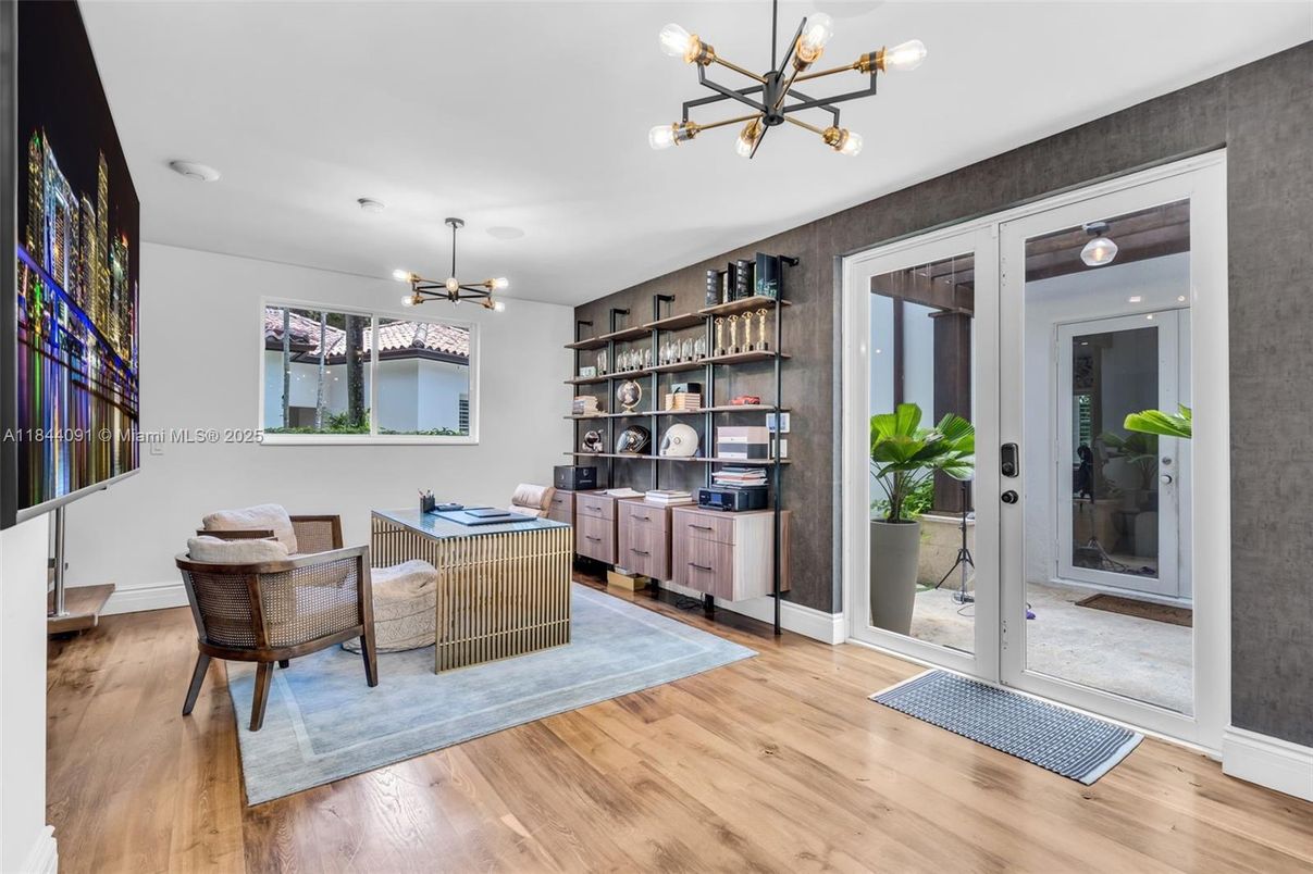 Home Office, Interior, Pendant Lights, Wood Texture Flooring