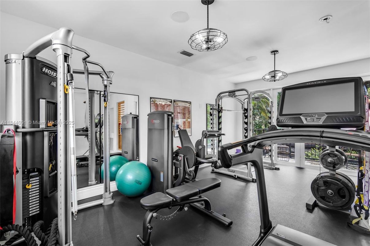 Fitness Equipment, Gym, Interior, Pendant Lights