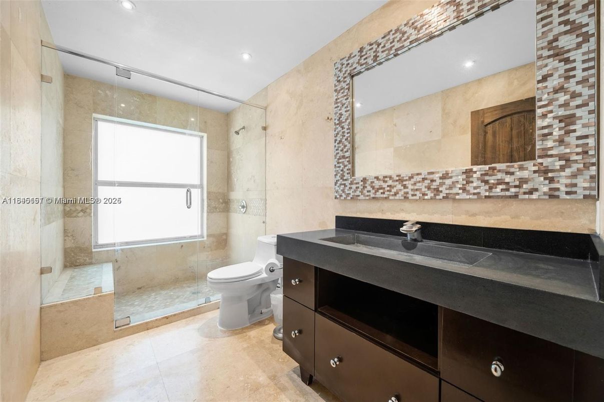 Bathroom, Glass Shower, Interior, Recessed Lighting