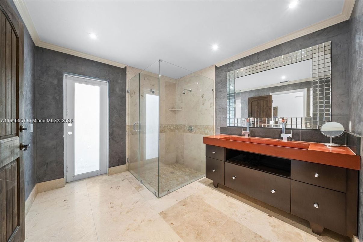 Bathroom, Glass Shower, Interior, Recessed Lighting