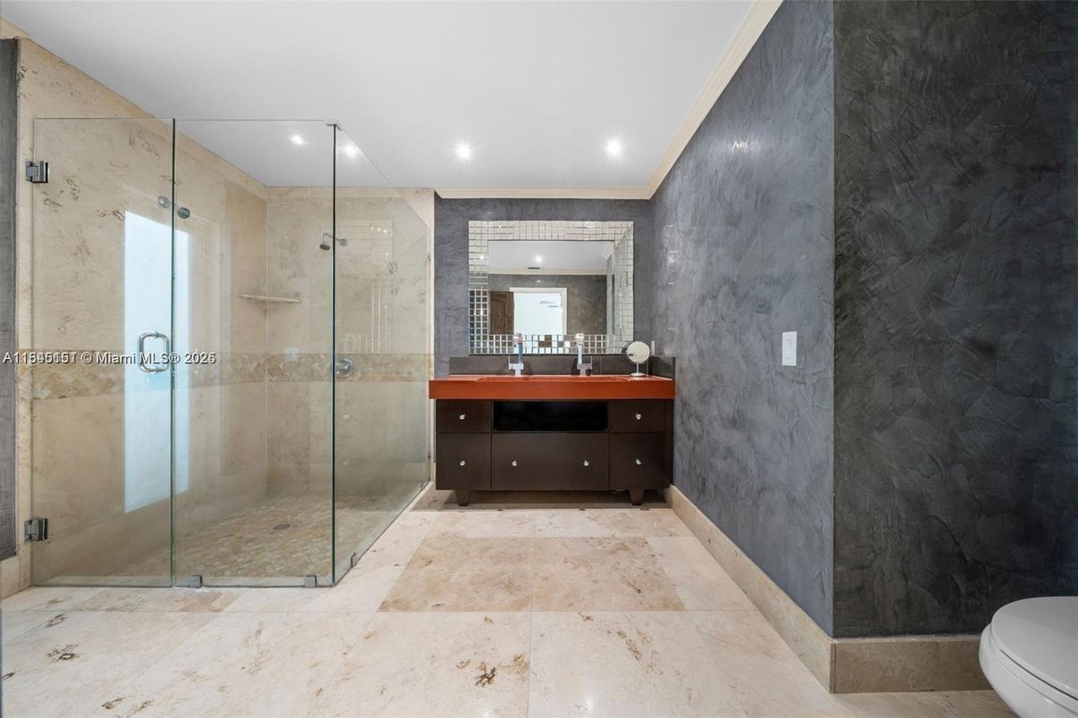 Bathroom, Glass Shower, Interior, Recessed Lighting