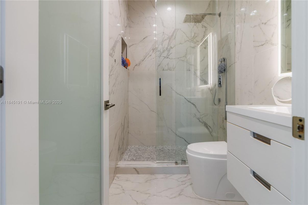 Bathroom, Glass Shower, Interior, Marble, Marble Walls