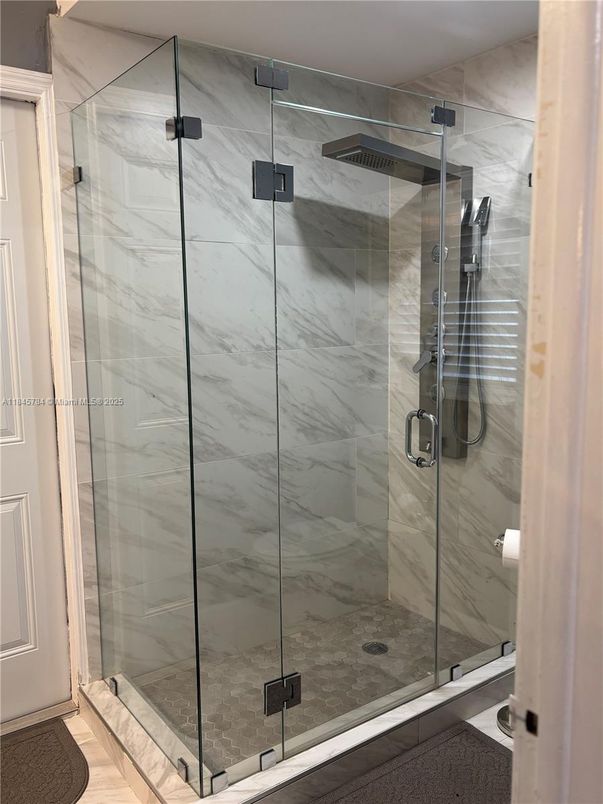 Bathroom, Glass Shower, Interior, Marble Walls