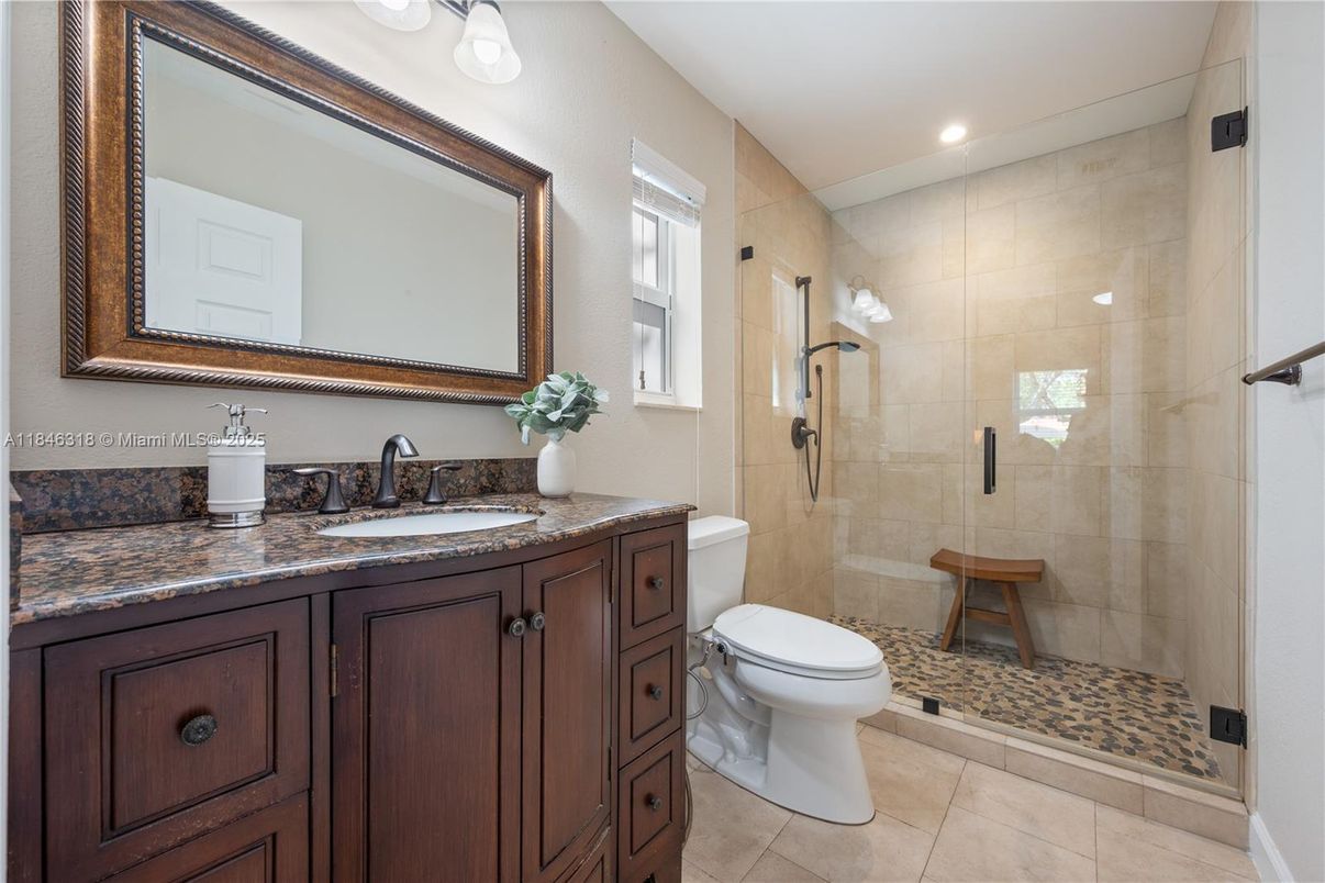 Bathroom, Glass Shower, Interior, Recessed Lighting