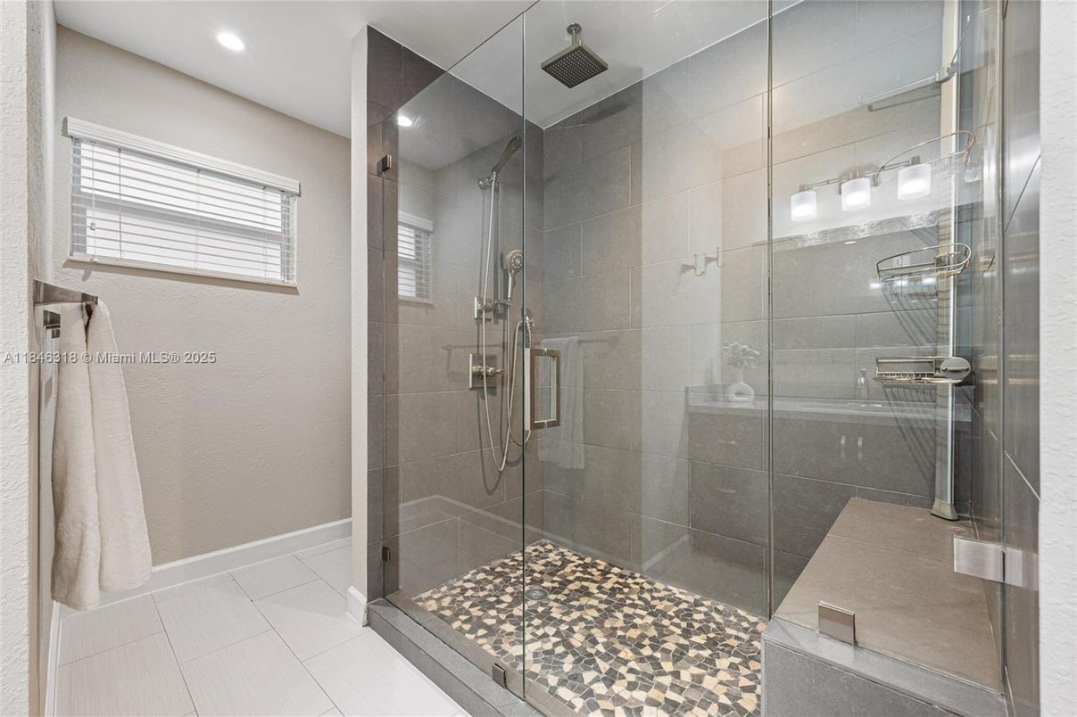 Bathroom, Glass Shower, Interior, Recessed Lighting