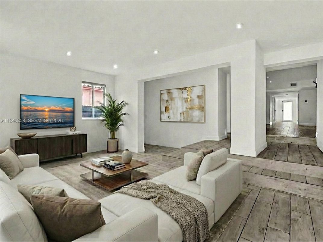 Interior, Living room, Recessed Lighting, Wood Texture Flooring