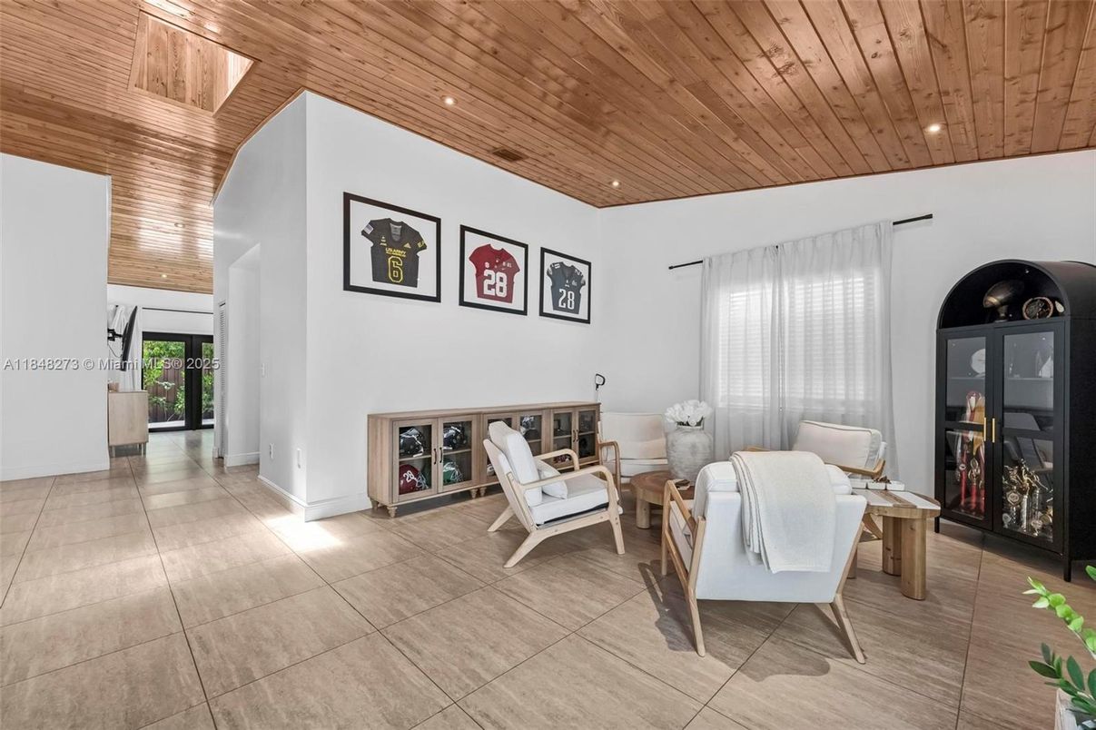 Interior, Living room, Recessed Lighting, Wooden Ceilings