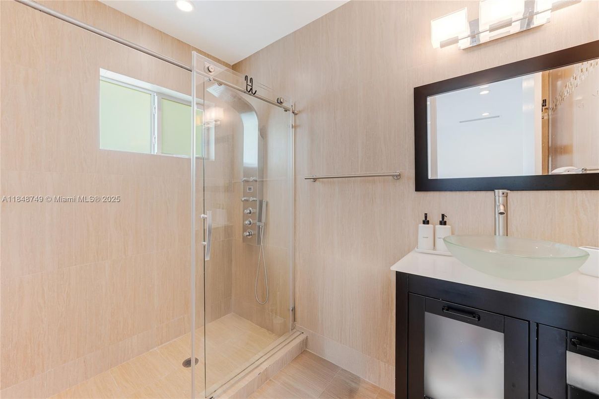 Bathroom, Glass Shower, Interior, Recessed Lighting
