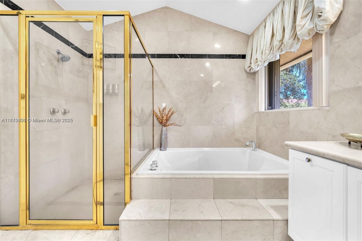 Bathroom, Glass Shower, Interior, Marble Walls, Recessed Lighting