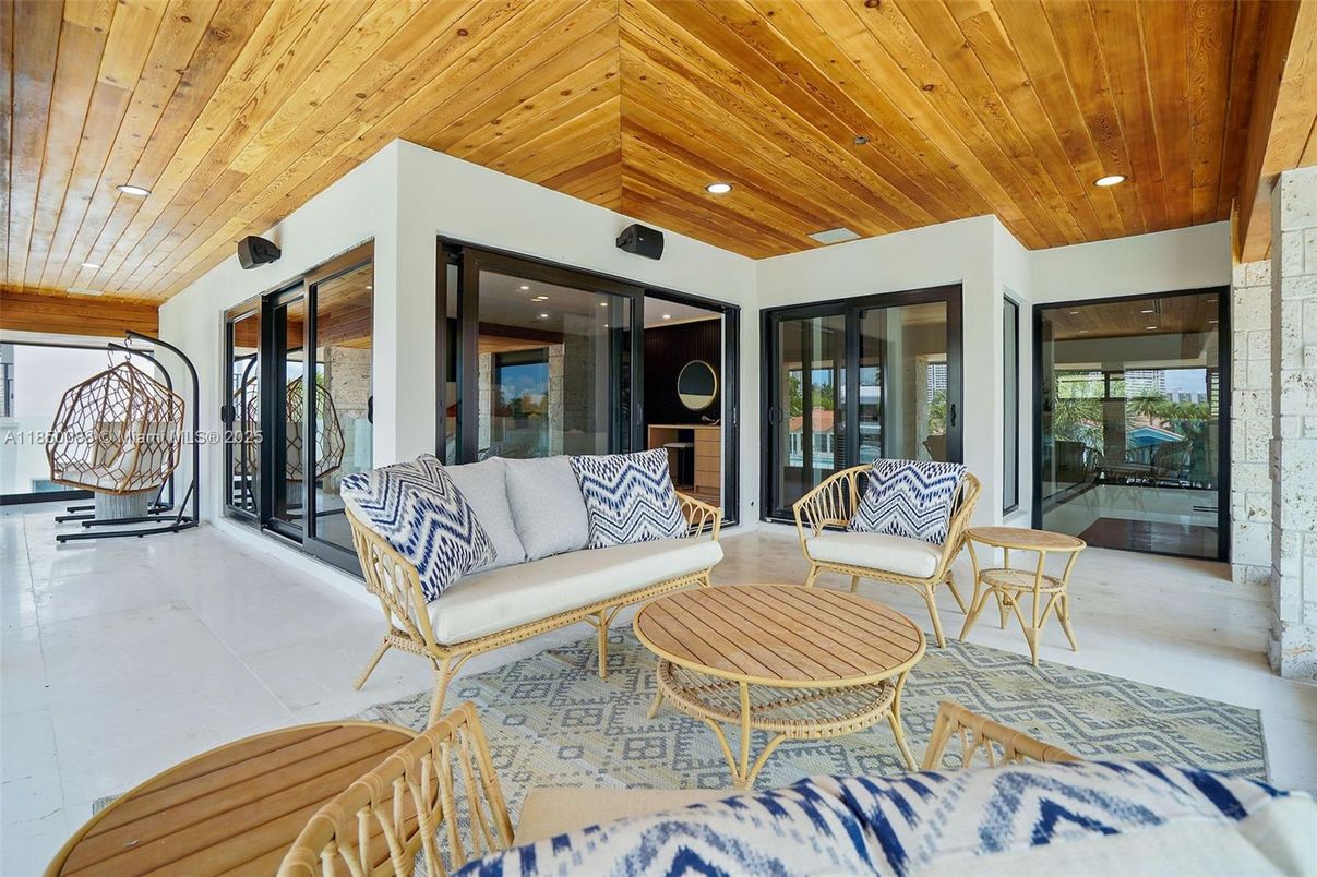 Interior, Living room, Recessed Lighting, Wooden Ceilings