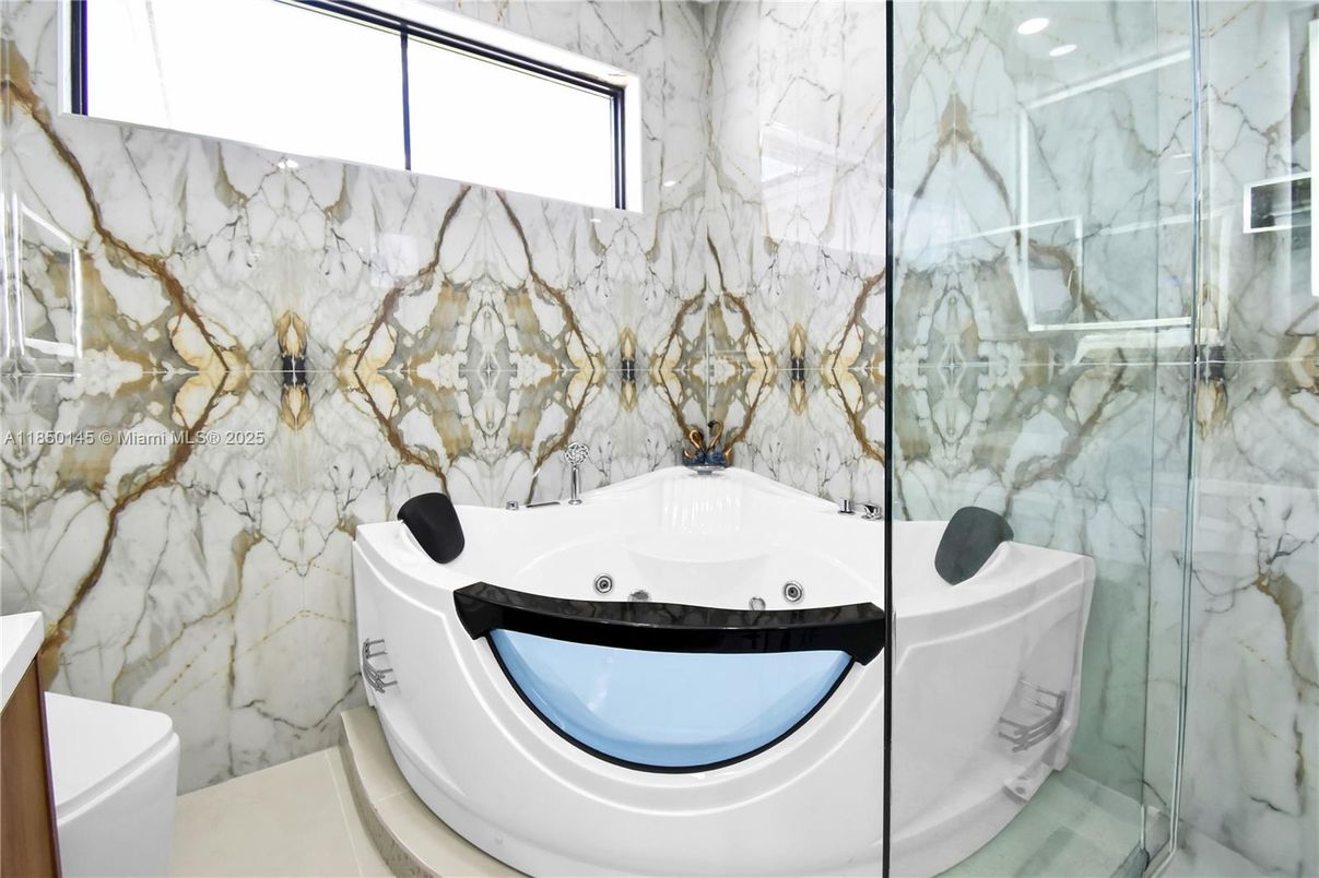 Bathroom, Glass Shower, Interior, Marble Walls