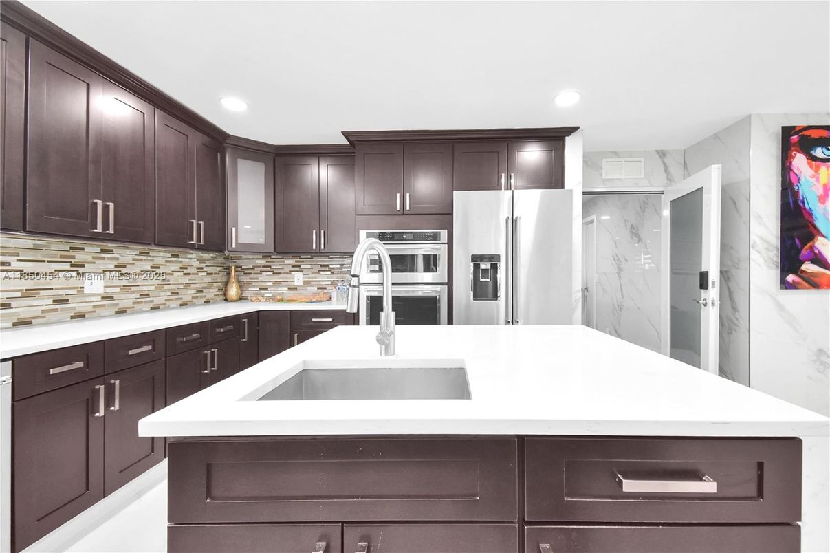 Interior, Kitchen, Marble Walls, Recessed Lighting