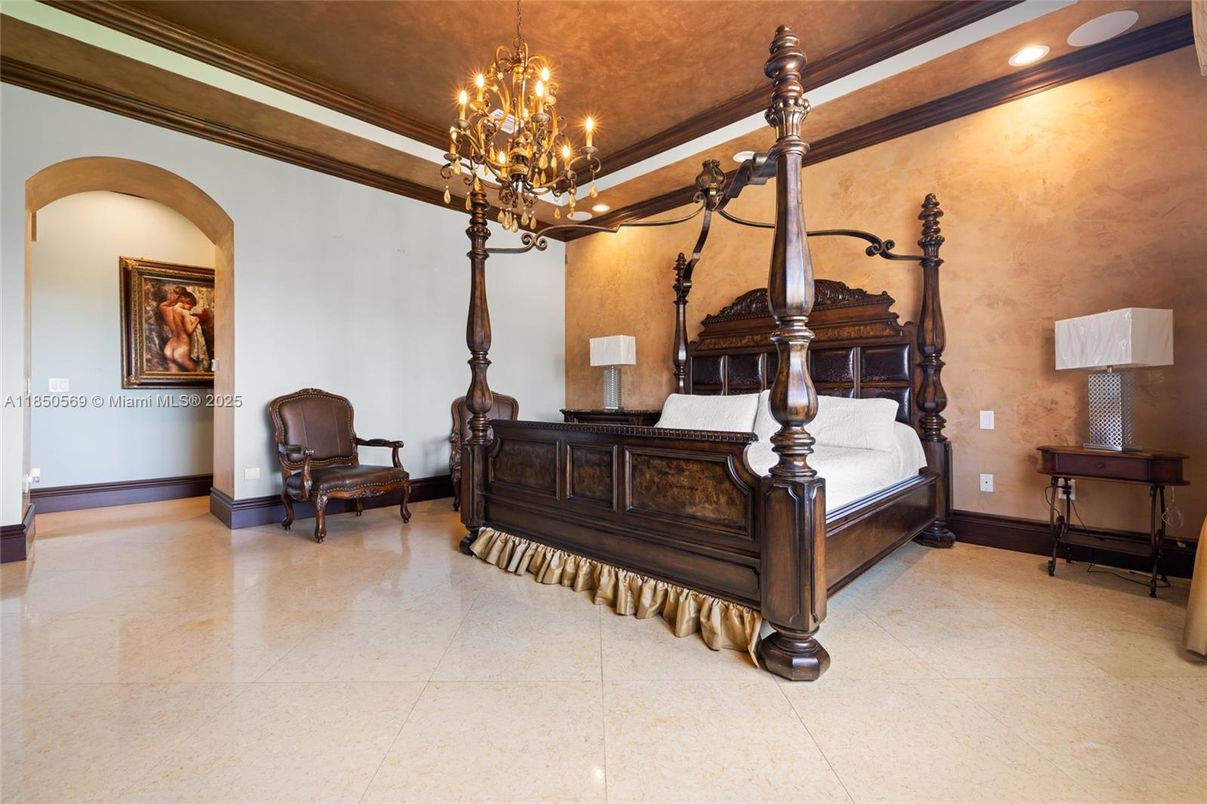 Bedroom, Chandelier, Interior, Recessed Lighting