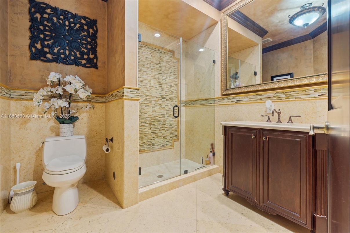 Bathroom, Glass Shower, Interior, Recessed Lighting