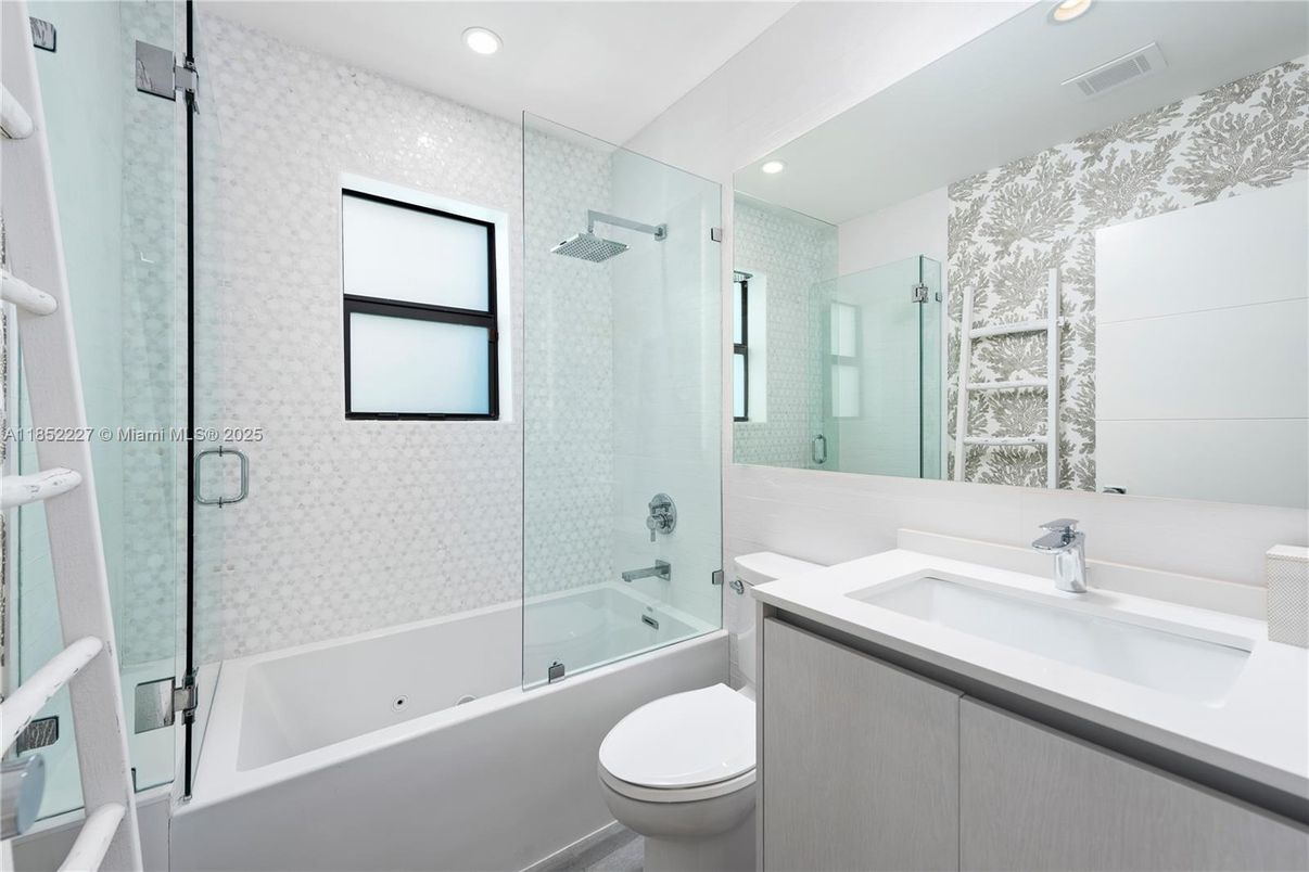 Bathroom, Glass Shower, Interior, Recessed Lighting