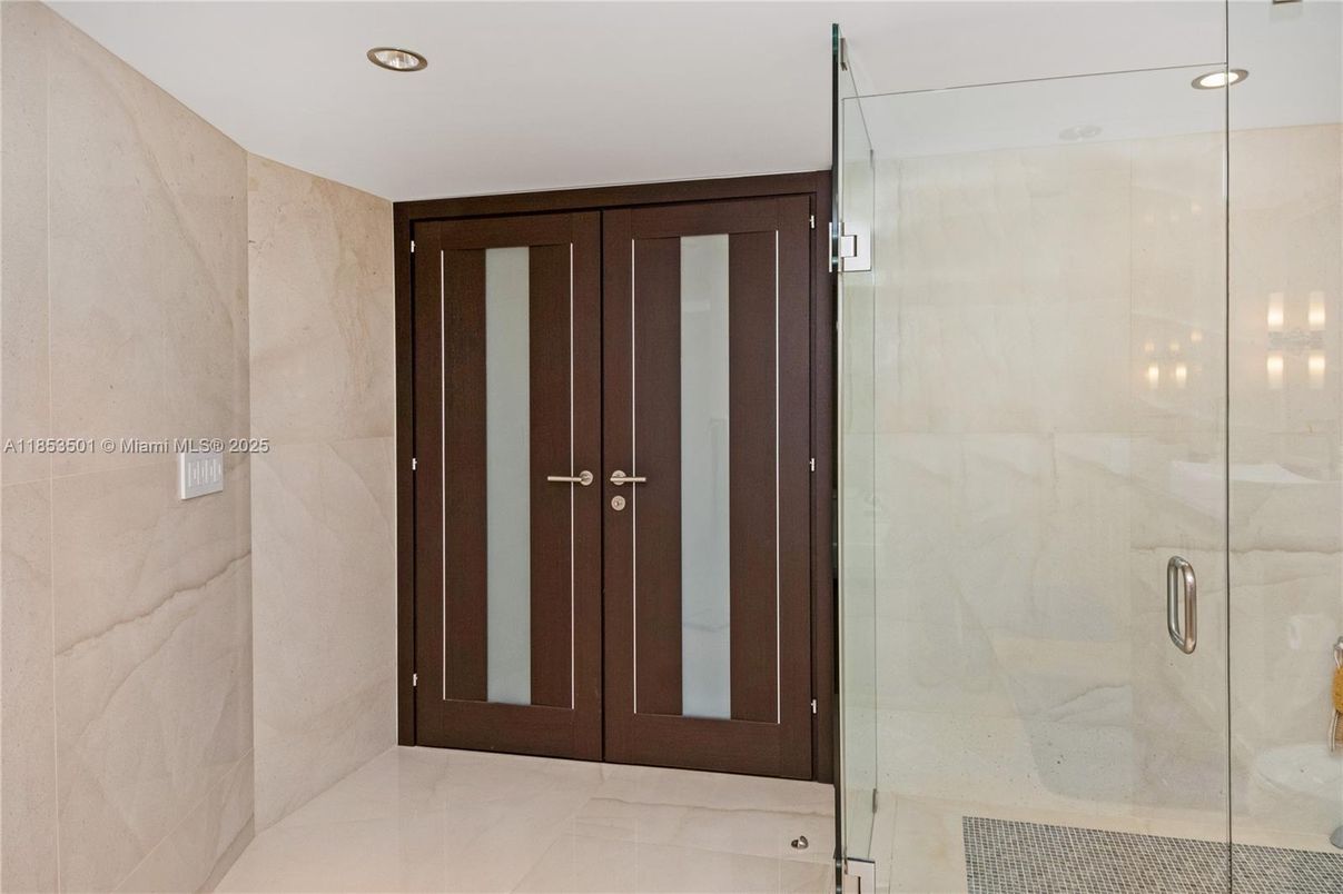 Bathroom, Glass Shower, Interior, Recessed Lighting