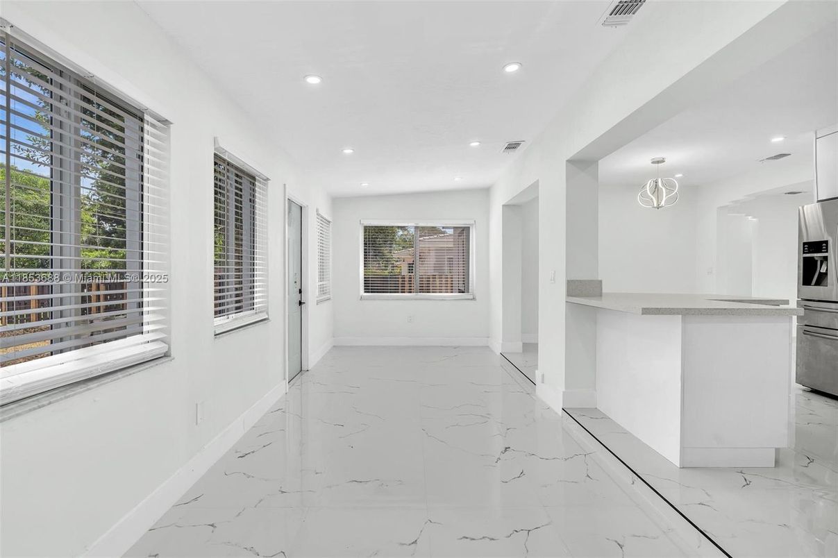 Interior, Kitchen, Marble, Recessed Lighting, Stainless Steel Appliances