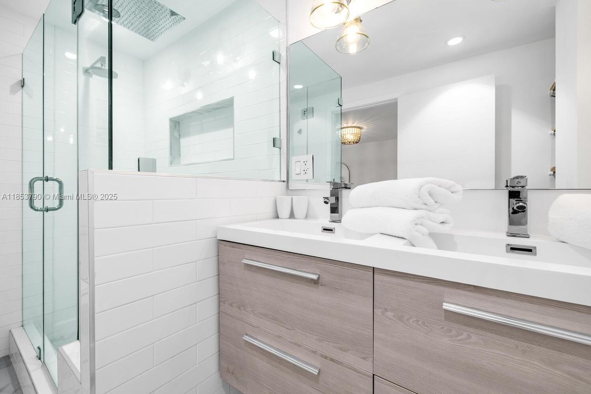 Bathroom, Glass Shower, Interior, Recessed Lighting