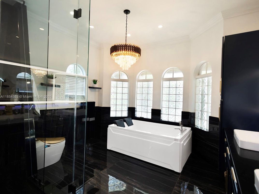 Bathroom, Chandelier, Interior, Recessed Lighting