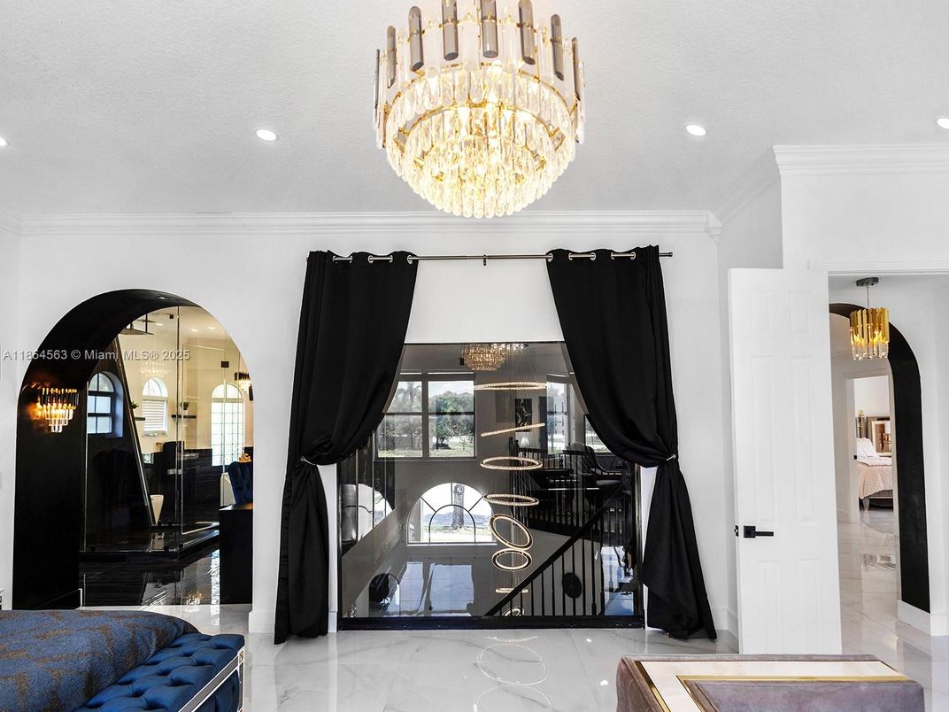 Chandelier, Interior, Marble, Recessed Lighting