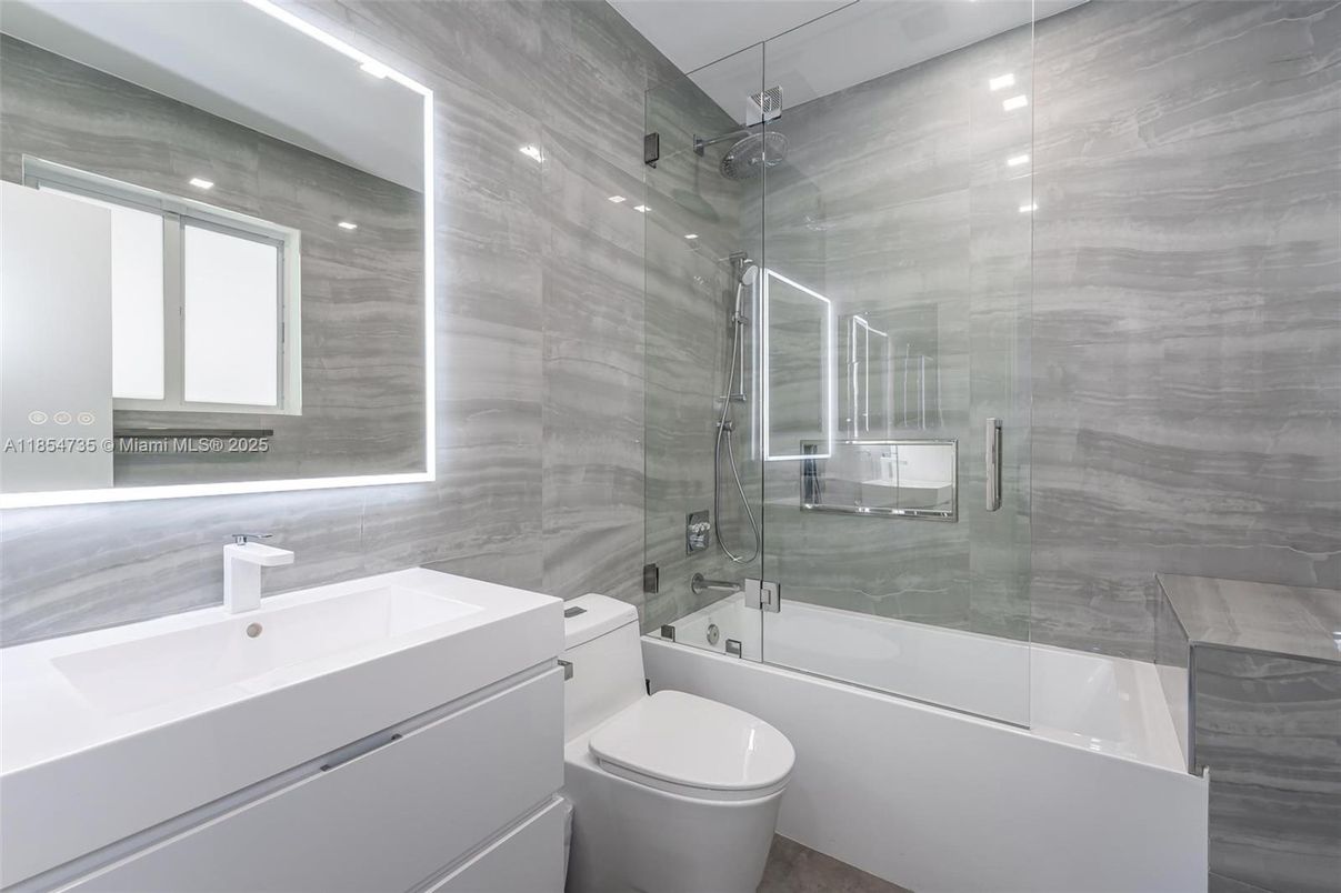 Bathroom, Glass Shower, Interior, Recessed Lighting