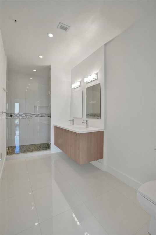 Bathroom, Glass Shower, Interior, Recessed Lighting