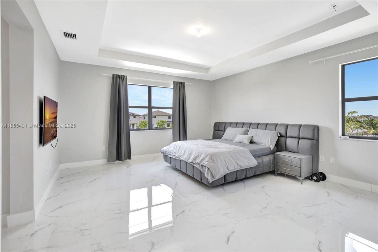 Bedroom, Interior, Marble, Recessed Lighting