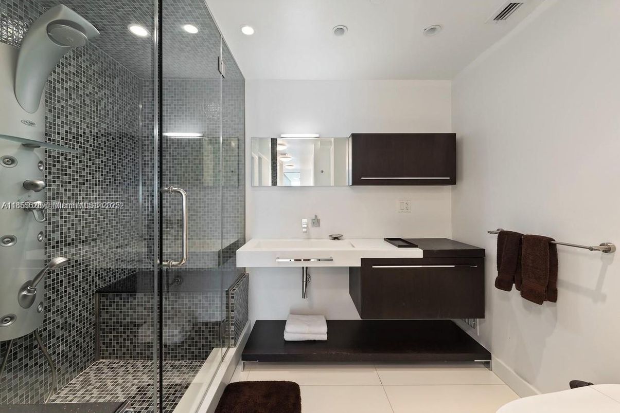 Bathroom, Glass Shower, Interior, Recessed Lighting