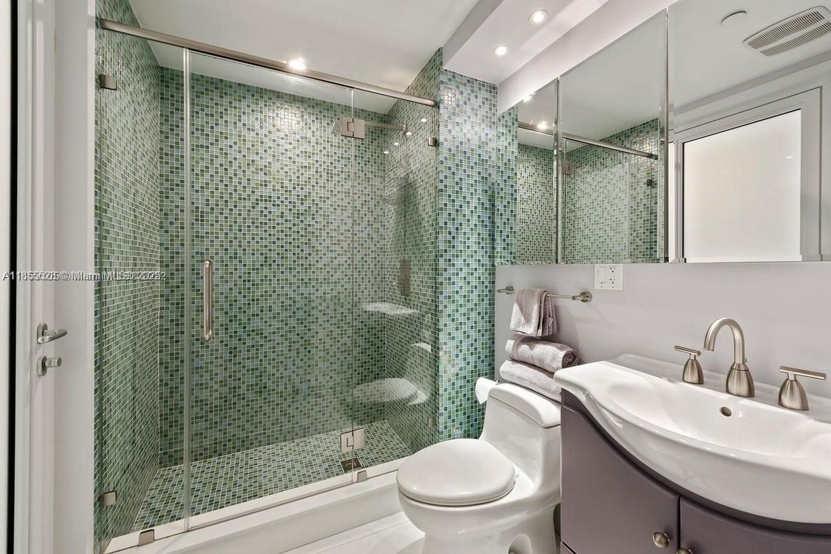 Bathroom, Glass Shower, Interior, Recessed Lighting
