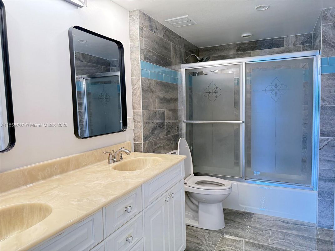 Bathroom, Dual Sink Vanities, Glass Shower, Interior, Recessed Lighting