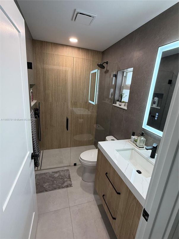 Bathroom, Glass Shower, Interior, Recessed Lighting