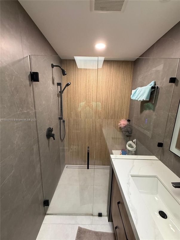 Bathroom, Glass Shower, Interior, Recessed Lighting