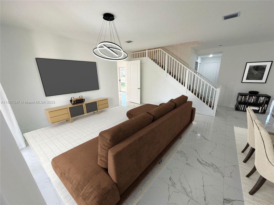 Interior, Living room, Marble, Pendant Lights