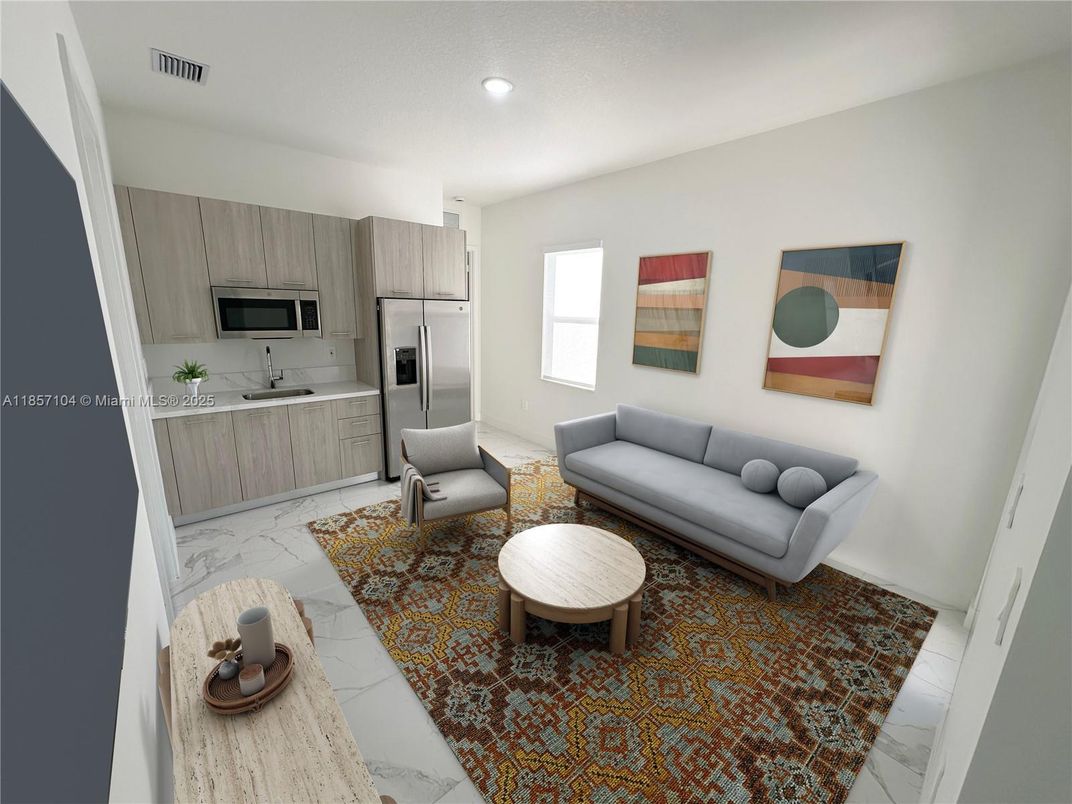 Interior, Kitchen, Living room, Marble, Recessed Lighting, Stainless Steel Appliances