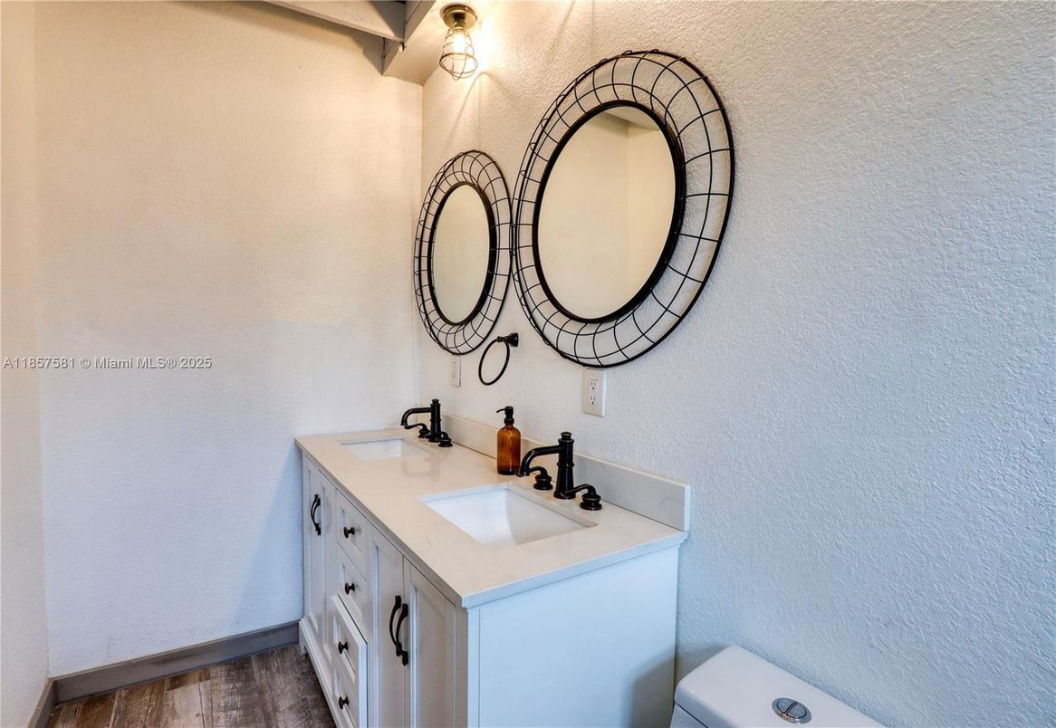 Bathroom, Dual Sink Vanities, Interior, Wood Texture Flooring