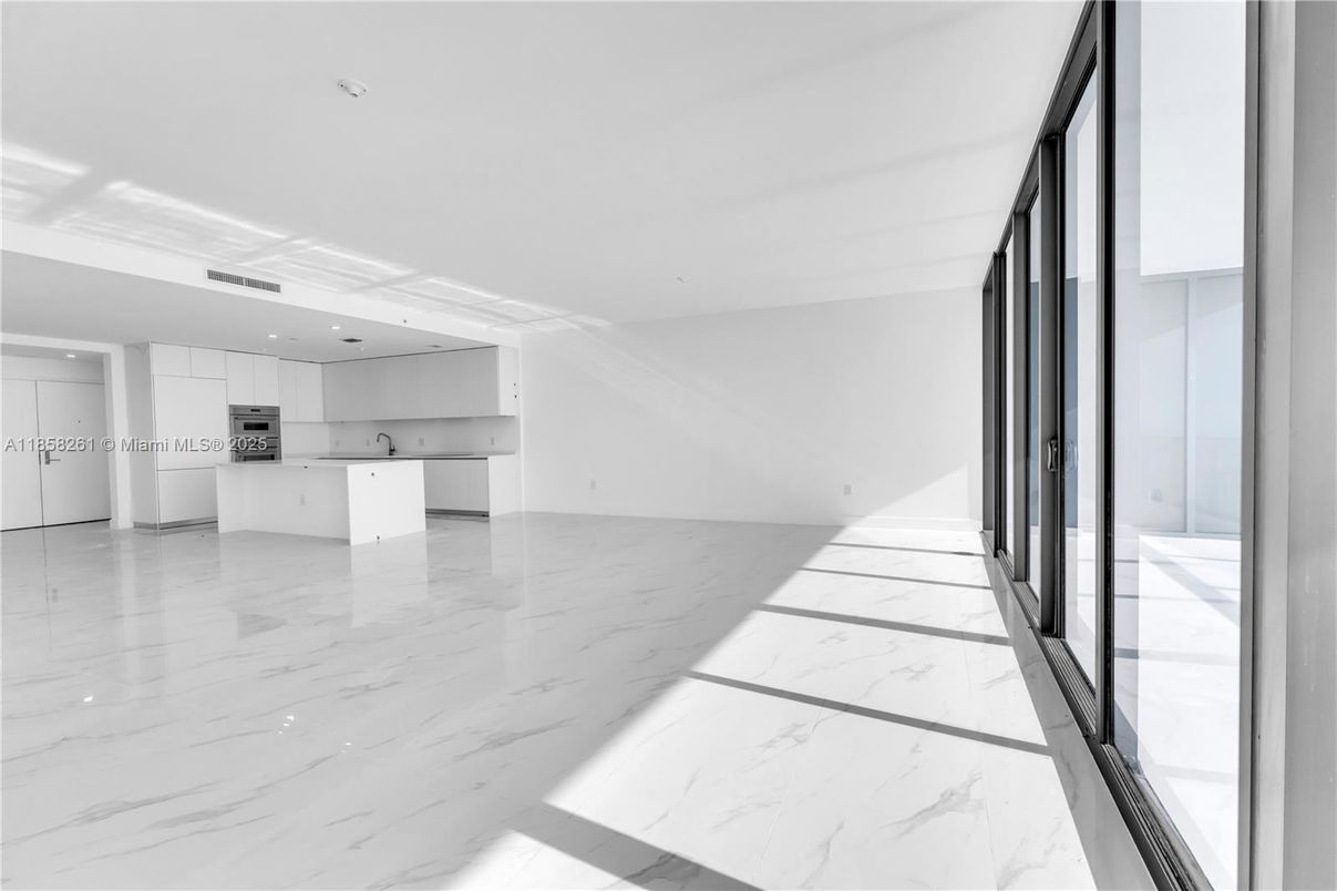 Empty room, Interior, Kitchen, Marble, Recessed Lighting