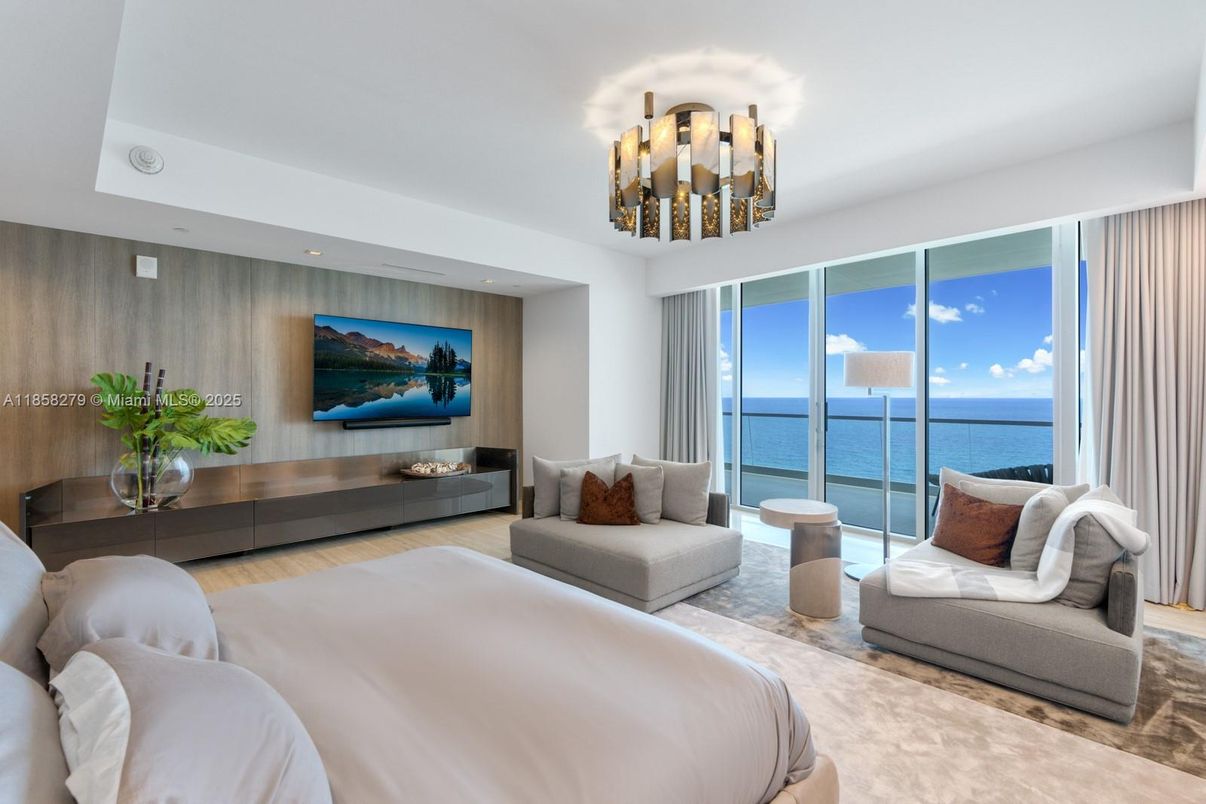 Bedroom, Chandelier, Interior, Water, Wood Texture Flooring