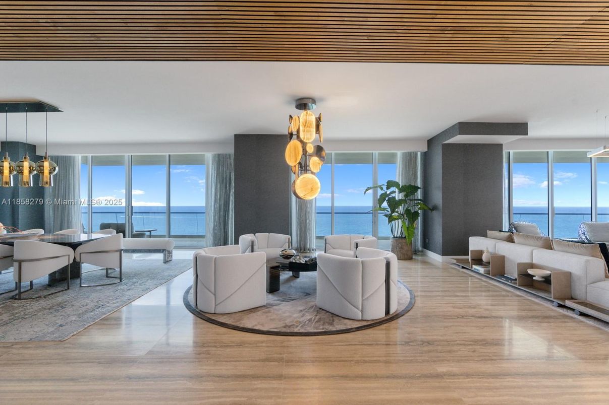 Dining room, Interior, Living room, Pendant Lights, Water, Wood Texture Flooring