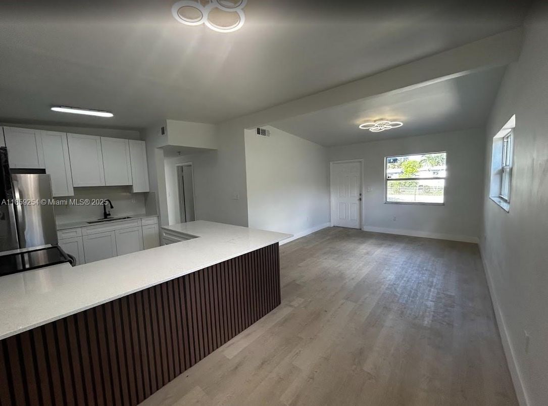 Interior, Kitchen, Recessed Lighting, Wood Texture Flooring