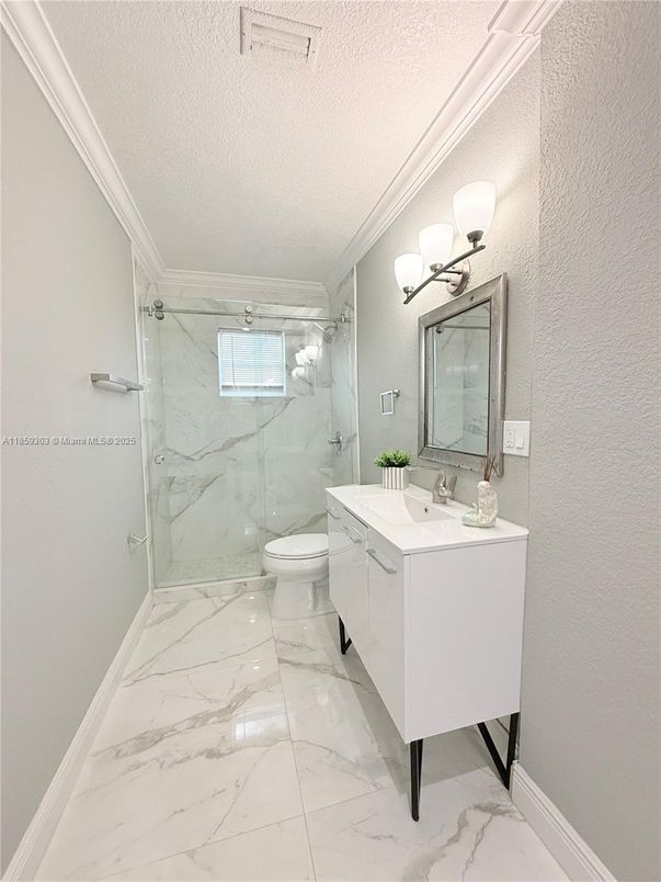 Bathroom, Glass Shower, Interior, Marble, Marble Walls