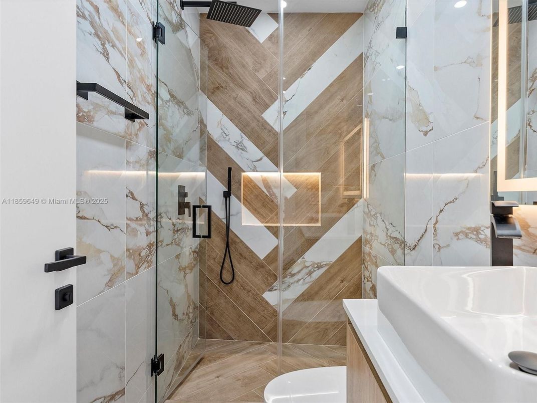 Bathroom, Glass Shower, Interior, Marble Walls