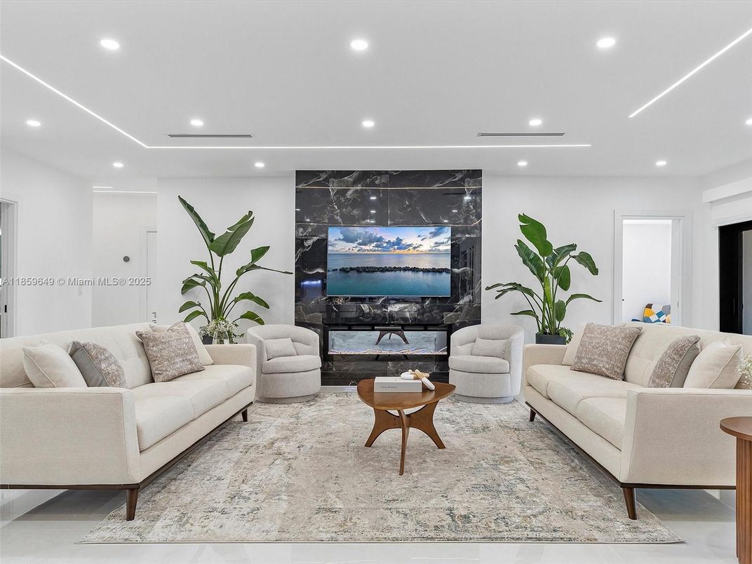 Interior, Living room, Marble Walls, Recessed Lighting