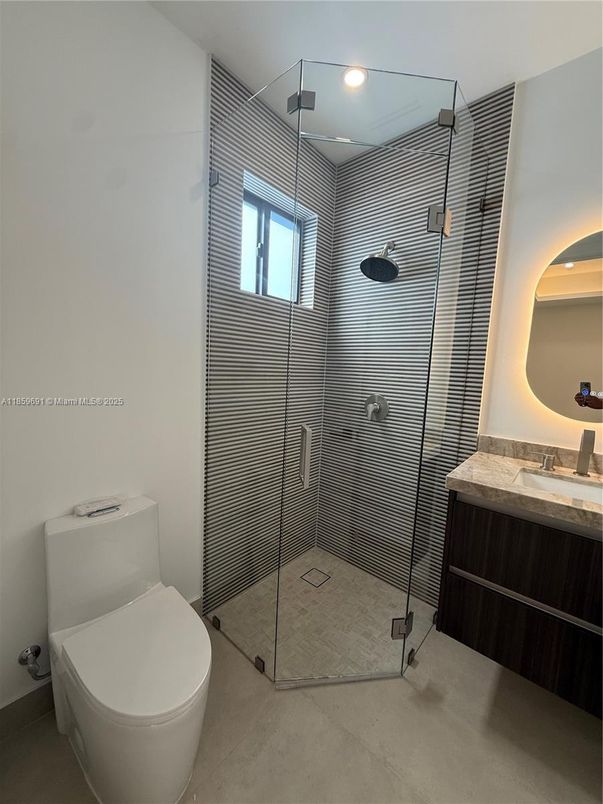 Bathroom, Glass Shower, Interior, Recessed Lighting