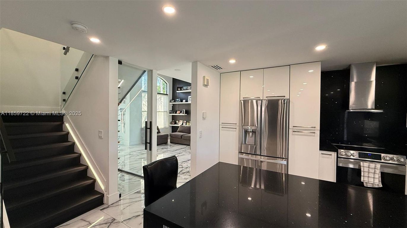 Interior, Kitchen, Marble, Recessed Lighting, Stainless Steel Appliances