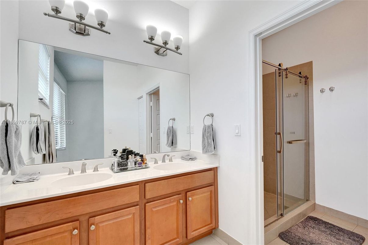 Bathroom, Dual Sink Vanities, Glass Shower, Interior