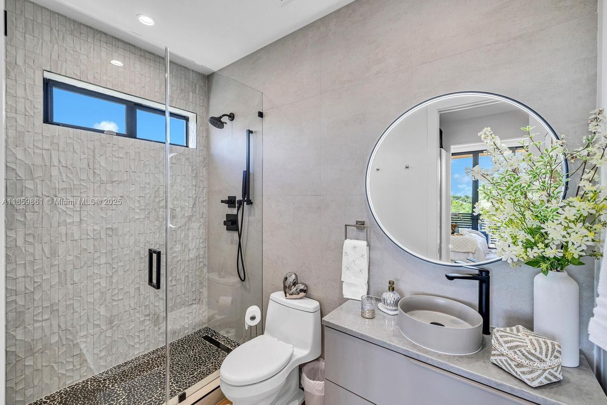 Bathroom, Glass Shower, Interior, Recessed Lighting