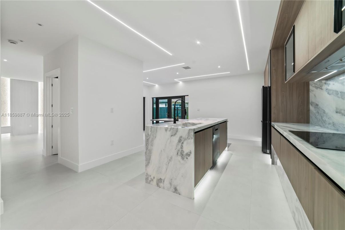 Interior, Kitchen, Marble Walls, Recessed Lighting