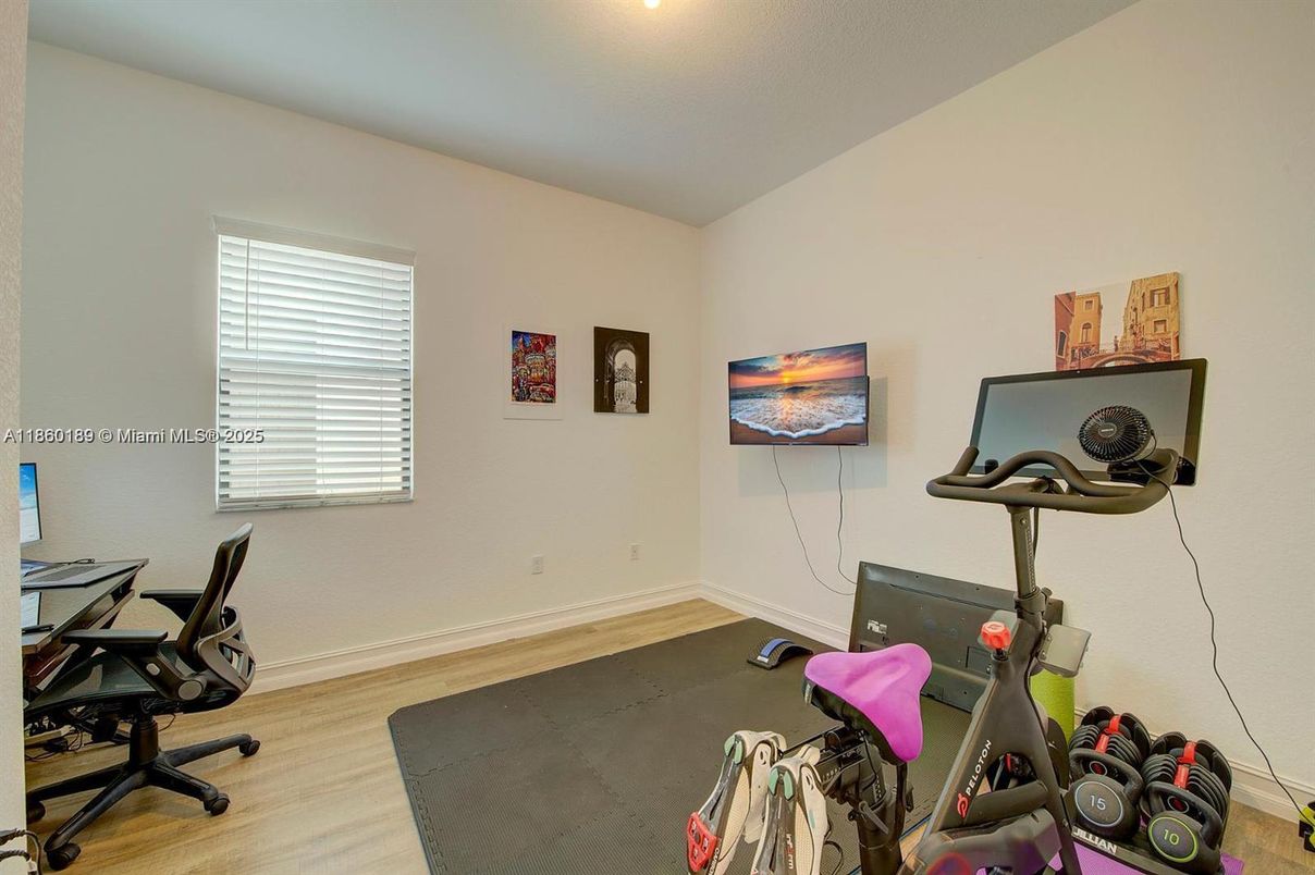 Fitness Equipment, Home Office, Interior, Wood Texture Flooring