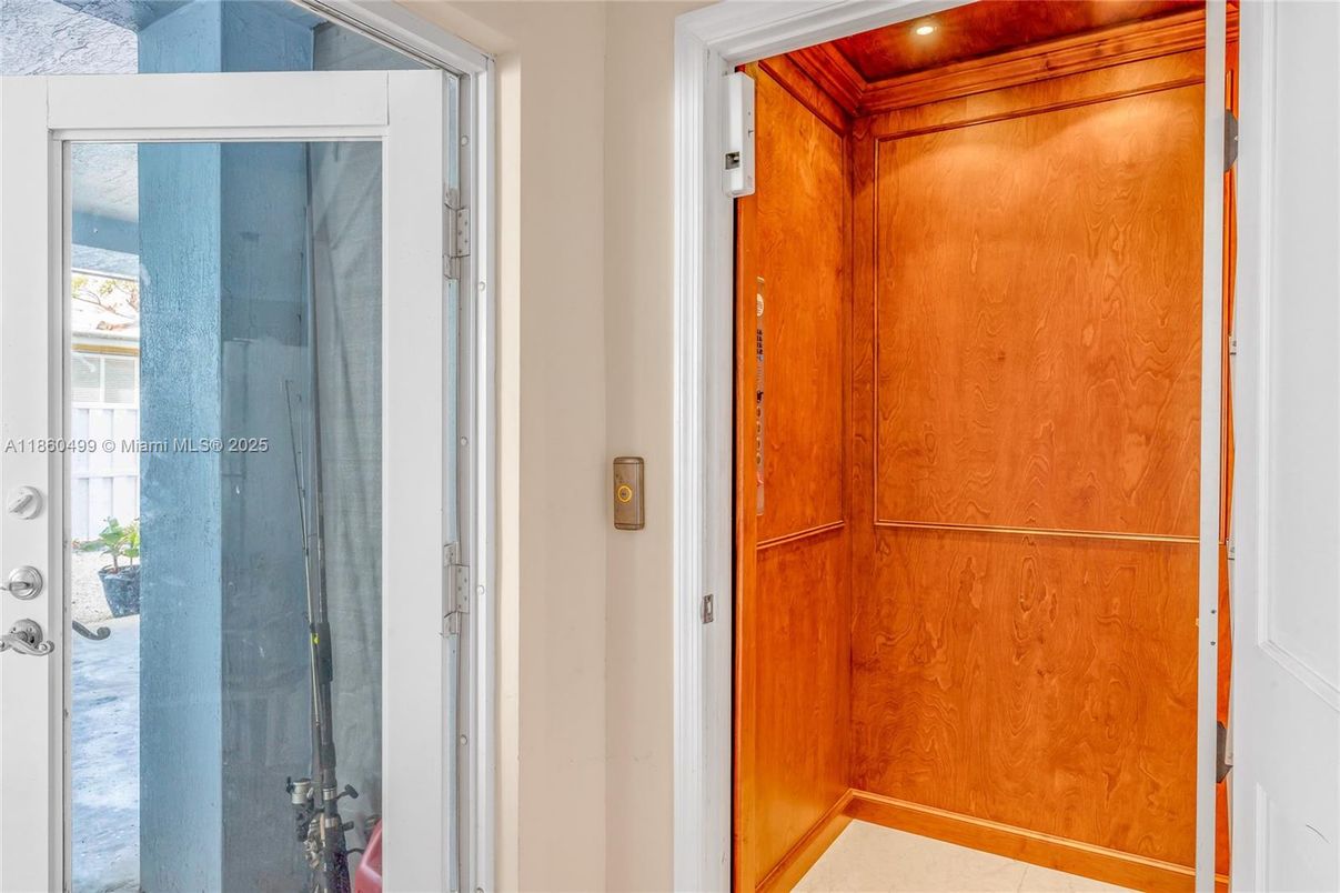 Elevator, Interior, Recessed Lighting, Wooden Walls